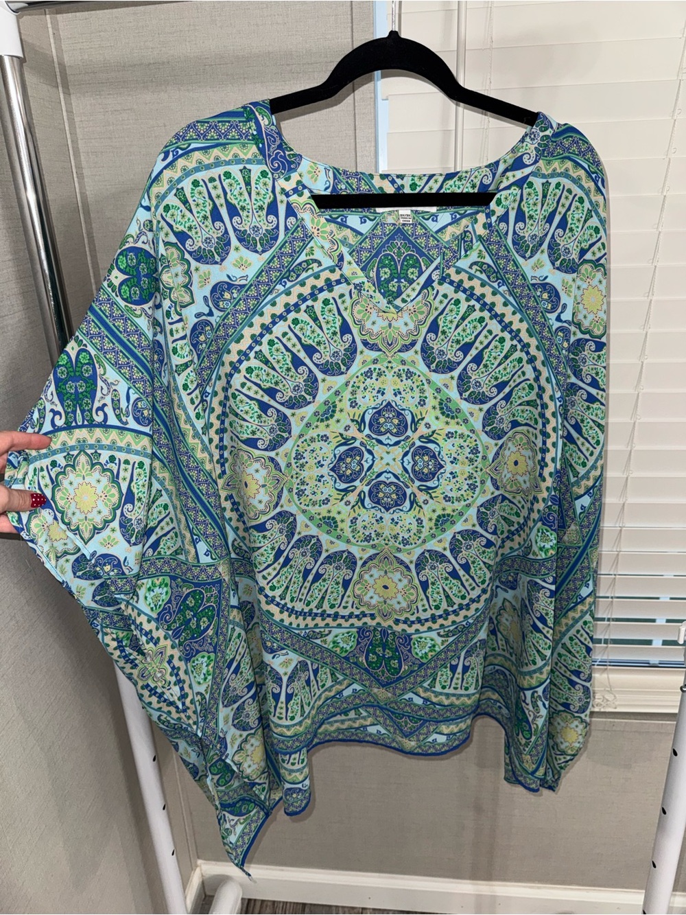 Rose & Olive Paisley Medallion Tunic in Blue & Green